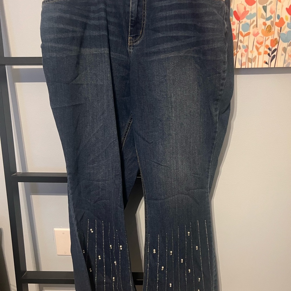 Women's Blue Jeans with Embellishments